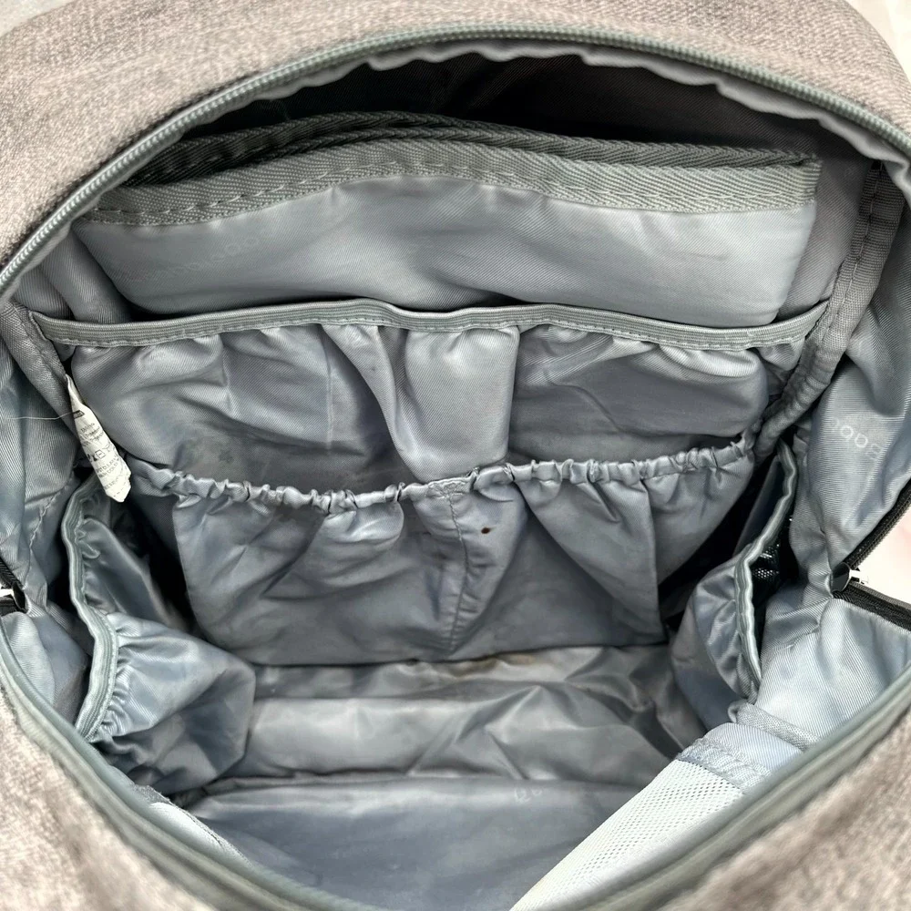 Babbleroo Backpack Charcoal Gray Pockets Padded Shoulder Straps Diaper Bag